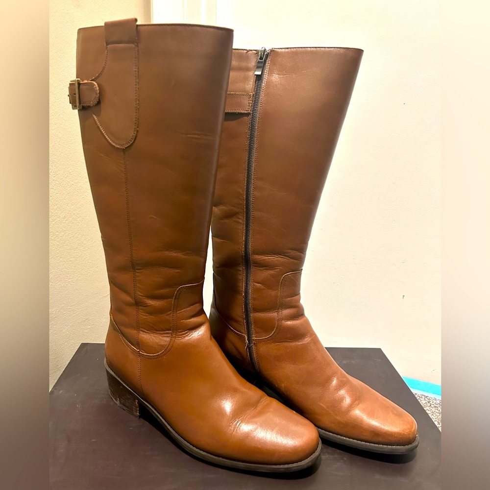 Santana Canada Cognac felt lined riding boots, size 11
